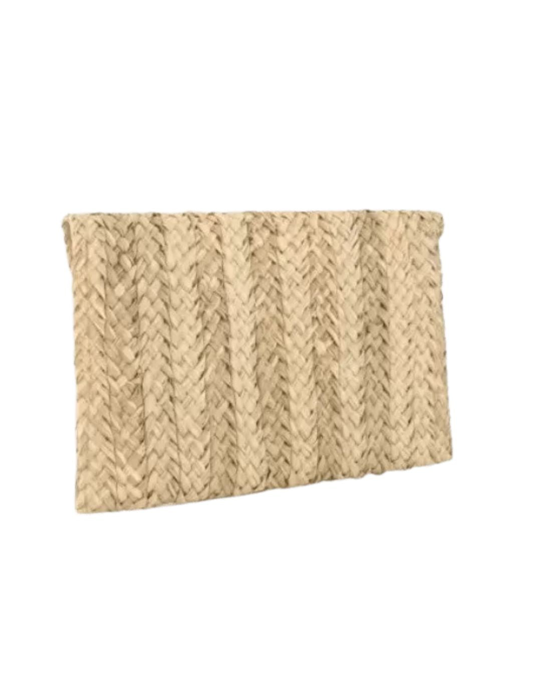 Faye Feather & Cowrie Shell Clutch White Seagrass Handcrafted Bag