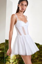 Gardenia Short Dress Balconette Lace Guipure Skater Silhouette Summer