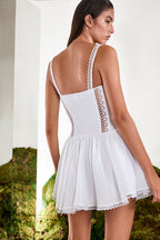 Gardenia Short Dress Balconette Lace Guipure Skater Silhouette Summer