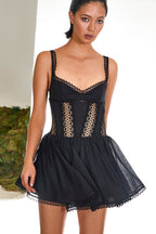 Gardenia Short Dress Balconette Lace Guipure Skater Silhouette Summer