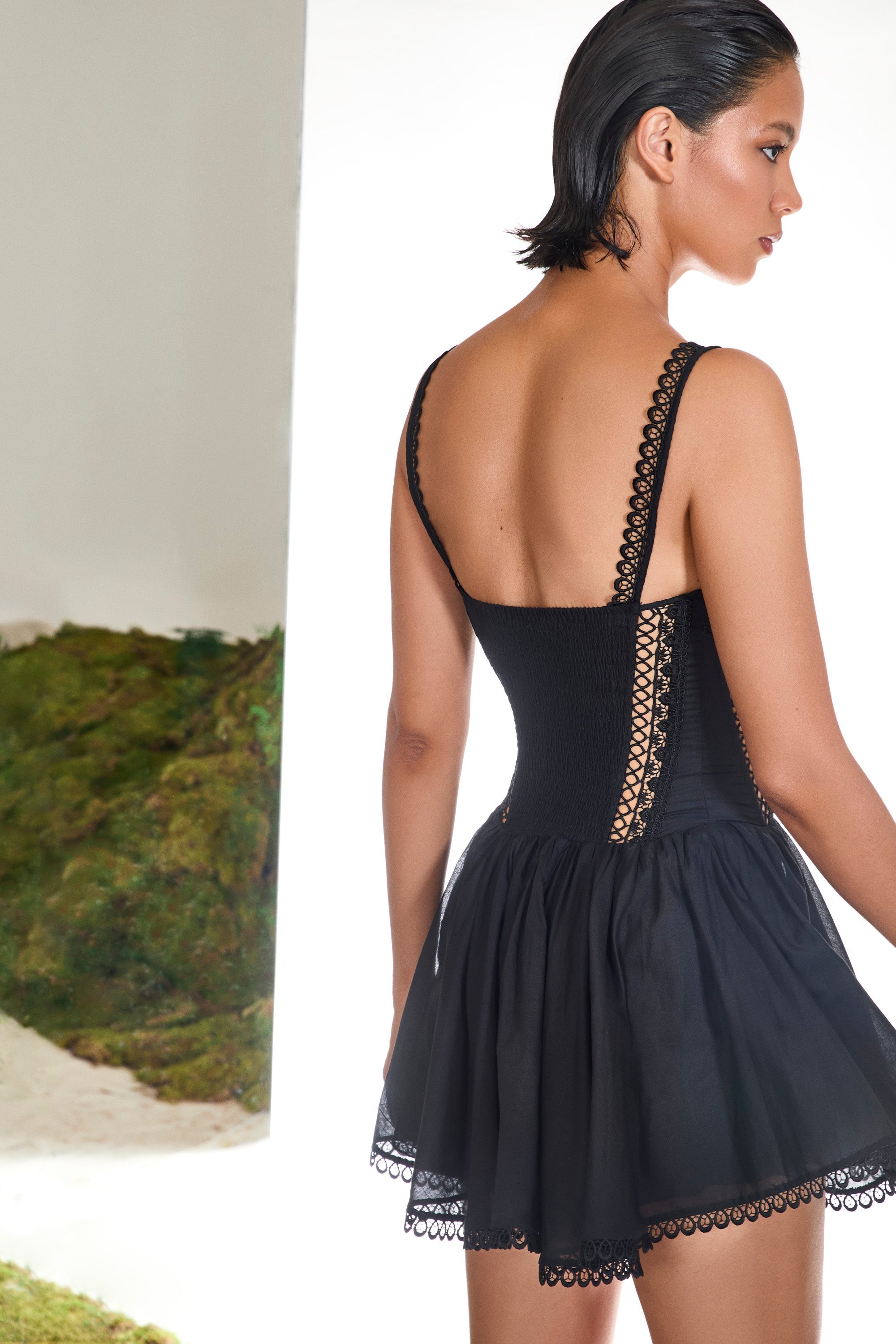 Gardenia Short Dress Balconette Lace Guipure Skater Silhouette Summer