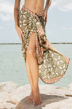 Giada Pareo Skirt Brown Cotton Wrap Beach Cover-Up