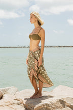 Giada Pareo Skirt Brown Cotton Wrap Beach Cover-Up