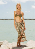 Giada Pareo Skirt Brown Cotton Wrap Beach Cover-Up