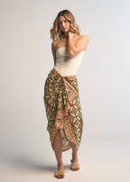 Giada Pareo Skirt Brown Cotton Wrap Beach Cover-Up