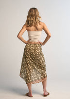 Giada Pareo Skirt Brown Cotton Wrap Beach Cover-Up