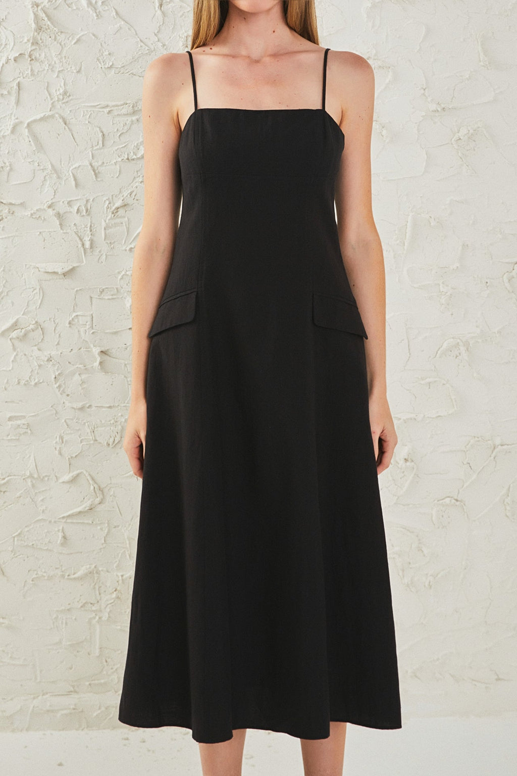 ENDLESS ROSE Linen Maxi Dress Sleeveless Adjustable Strap Linen Blend