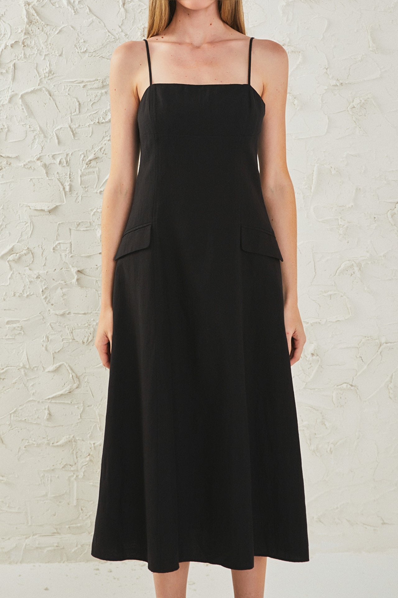 ENDLESS ROSE Linen Maxi Dress Sleeveless Adjustable Strap Linen Blend