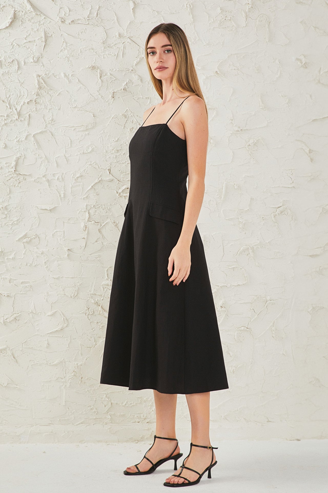 ENDLESS ROSE Linen Maxi Dress Sleeveless Adjustable Strap Linen Blend
