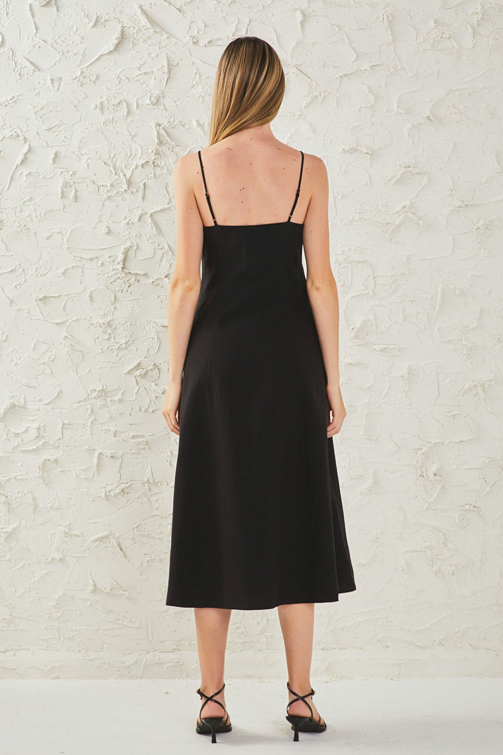 ENDLESS ROSE Linen Maxi Dress Sleeveless Adjustable Strap Linen Blend