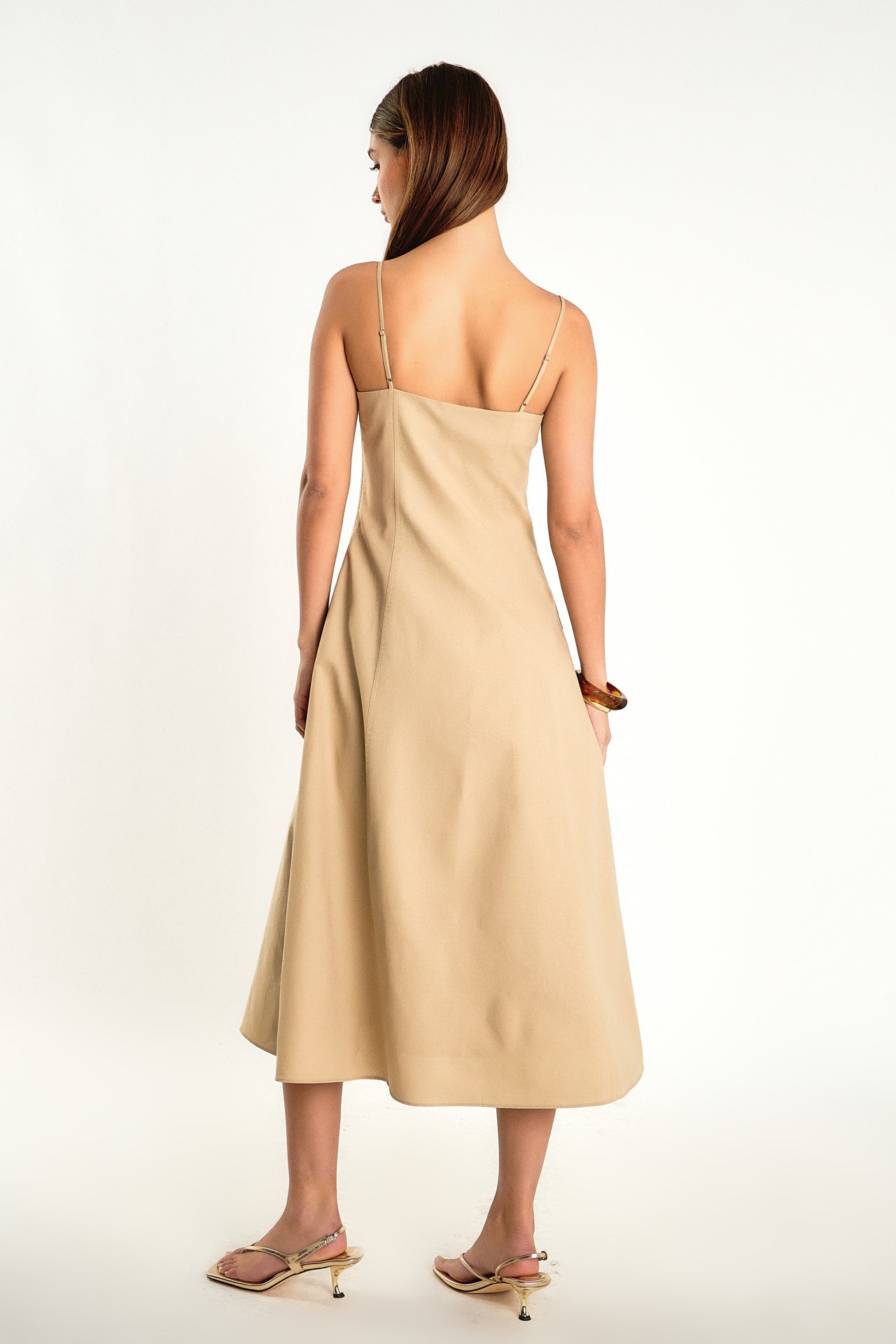 ENDLESS ROSE Linen Maxi Dress Sleeveless Adjustable Strap Linen Blend