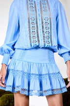 Hortens Short Skirt Cotton Voile Elastic Waist Double Ruffle
