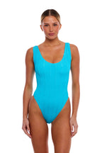 Love & Bikinis Stripes Marbella Classic Scoop Neck One-Piece Swimsuit