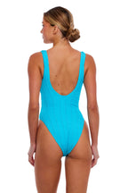 Love & Bikinis Stripes Marbella Classic Scoop Neck One-Piece Swimsuit