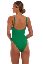 Doha Gold-Ring One-Piece Swimsuit with Adjustable Straps, Cheeky Coverage
