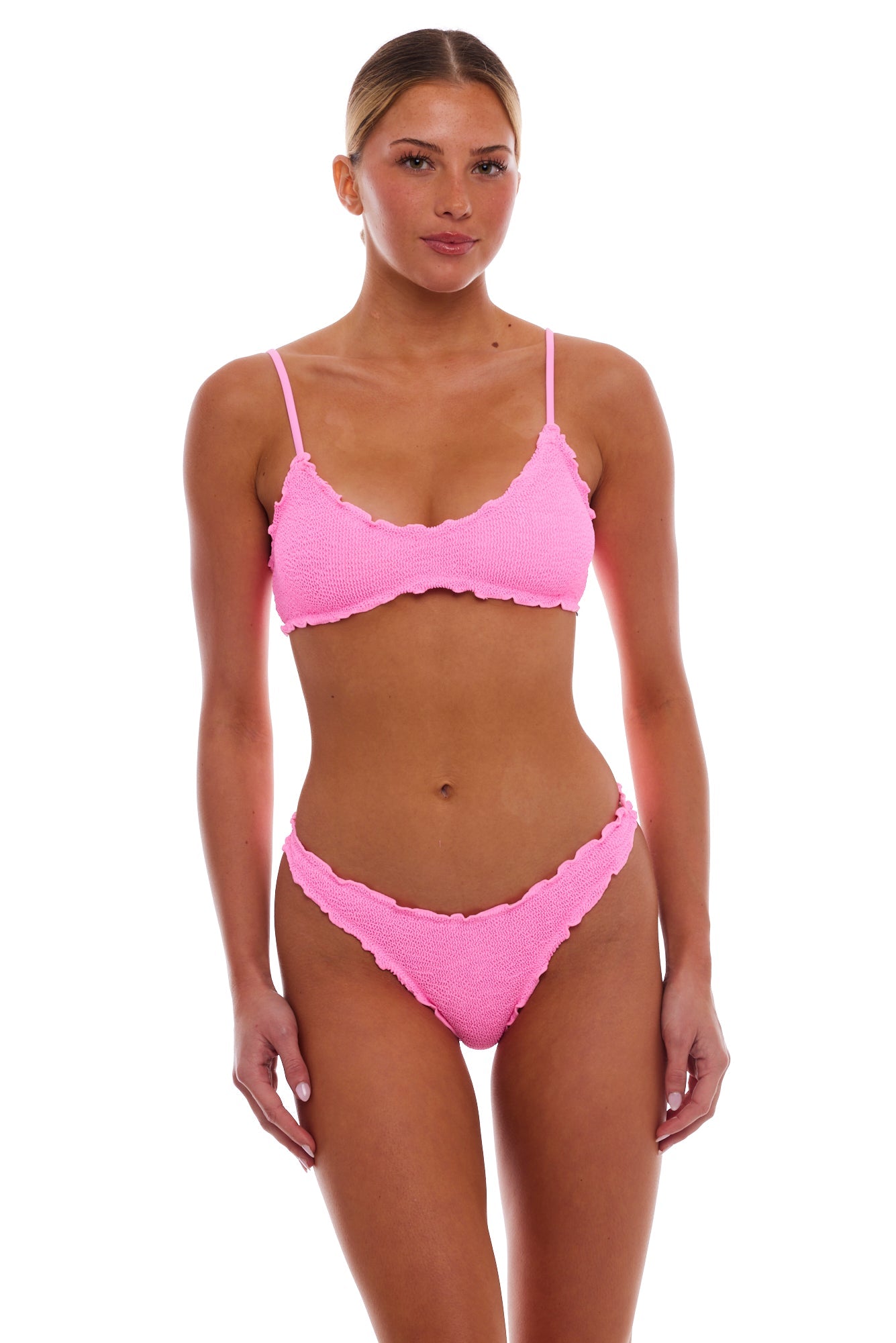 Cyprus Scalloped Bralette Bikini Top with Cheeky Bottom Set