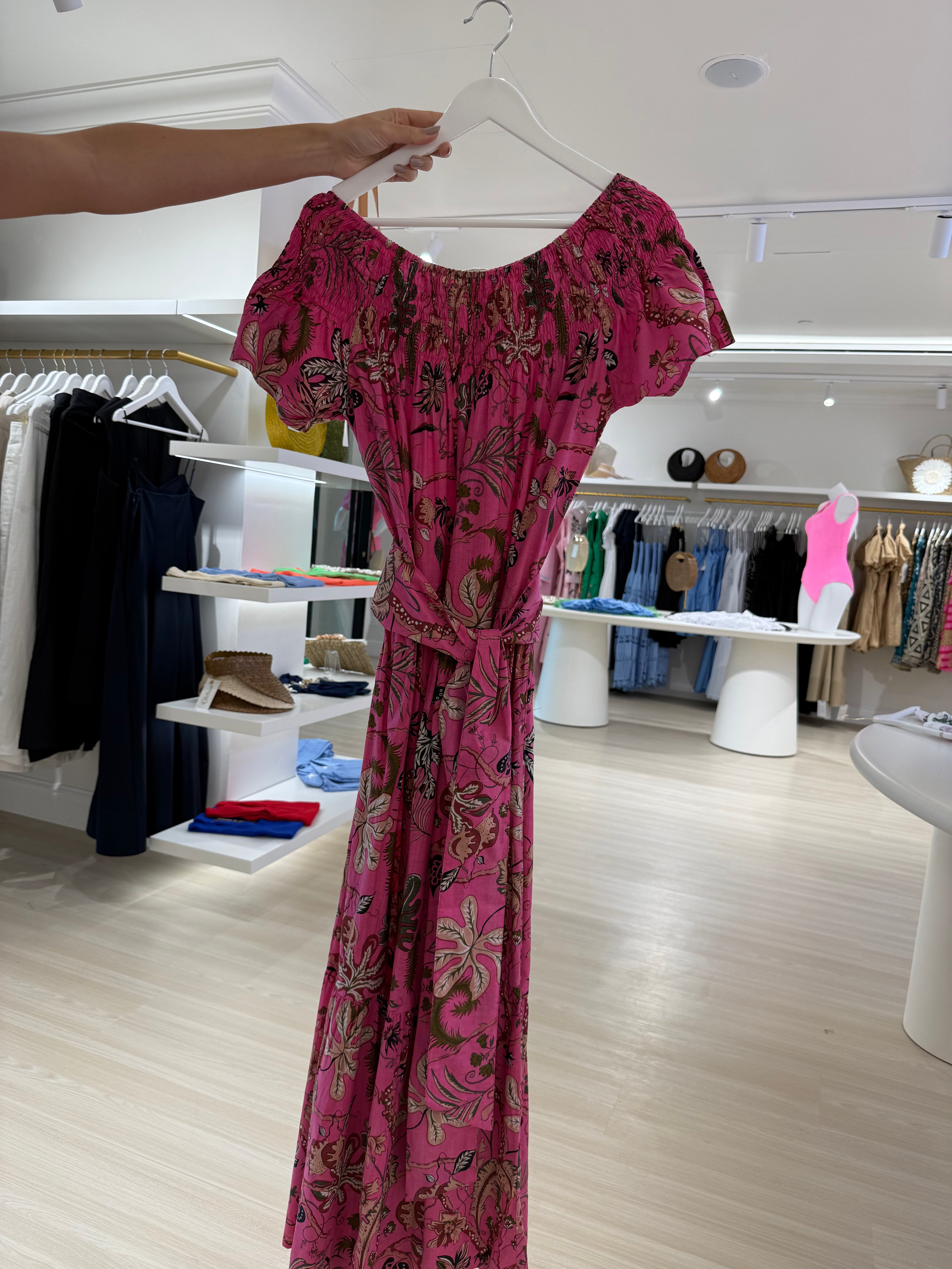 MOMPOSINA Stella Handcrafted Floral Maxi Dress Lightweight Cotton Boho