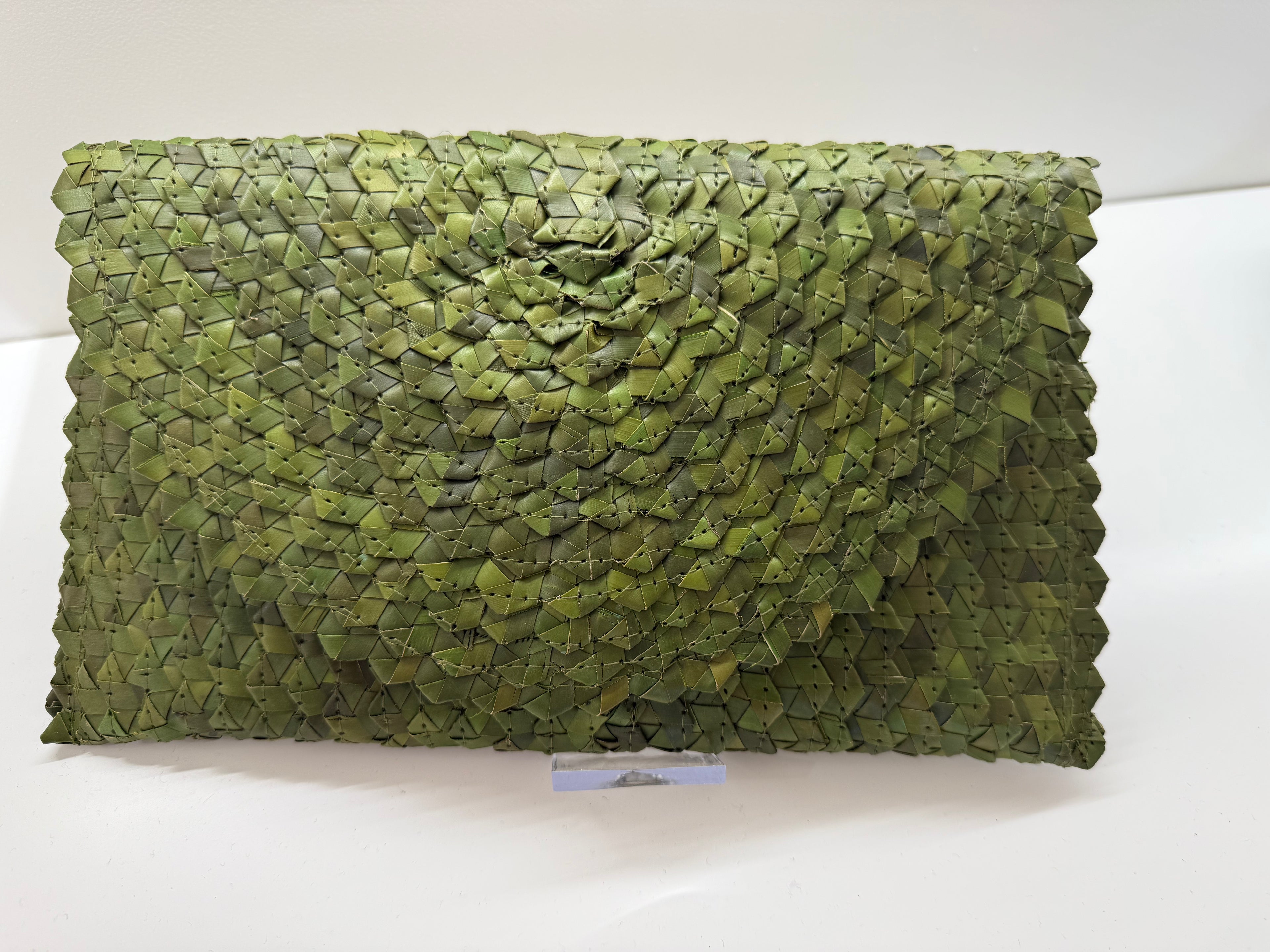 KENZIE Straw Clutch Lemon Handwoven Pandan Leaf Satin Lined