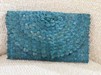 KENZIE Straw Clutch Lemon Handwoven Pandan Leaf Satin Lined