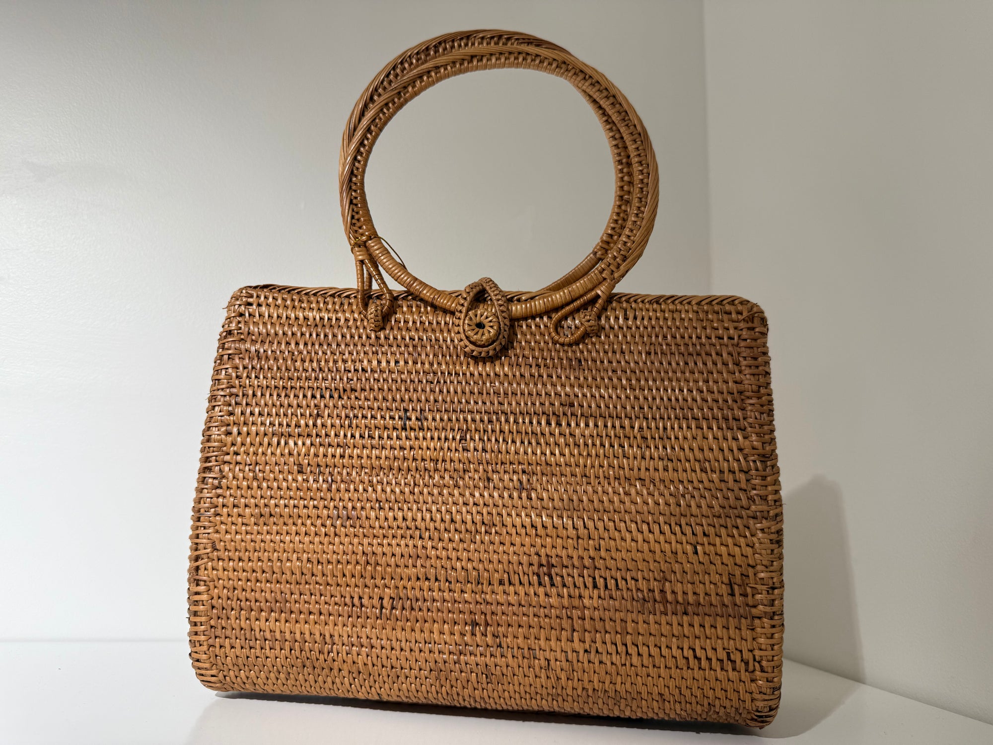Iris Rattan Handbag – Brown by OhSun