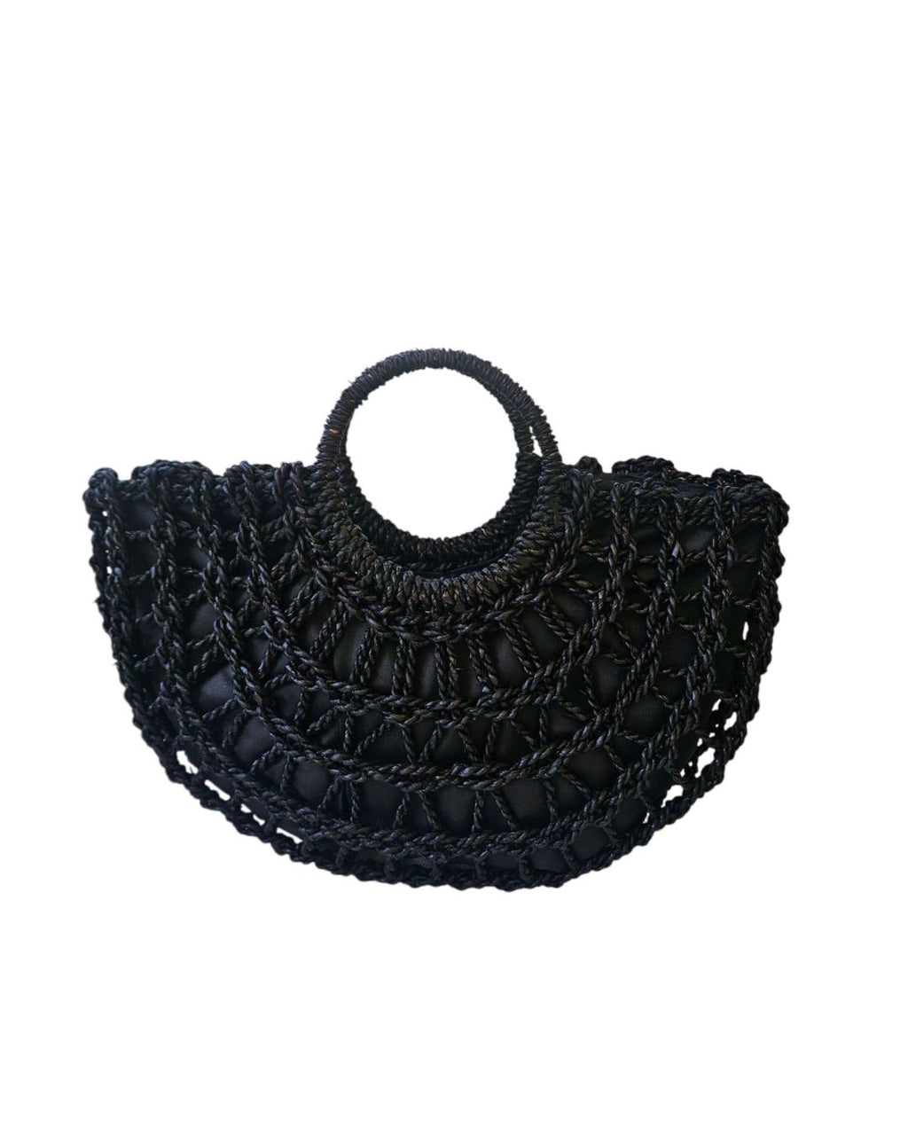 Inga Straw Beach Tote - Black Handwoven Agel Fiber Summer Tote