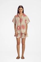 Joia Sun-Print Top & Shorts Set – Red by Cecile Hob