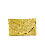 Kenzie Straw Clutch Lemon Handwoven Pandan Leaf Satin Lined