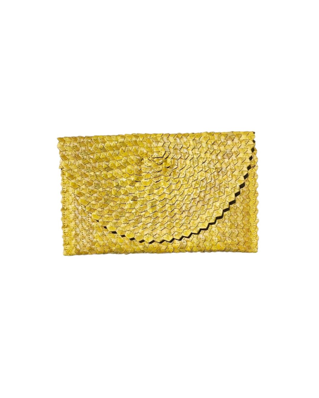 Kenzie Straw Clutch Lemon Handwoven Pandan Leaf Satin Lined