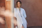 Bubble Linen Dress - White Elegant A-Line Mao Neck Balloon Sleeves