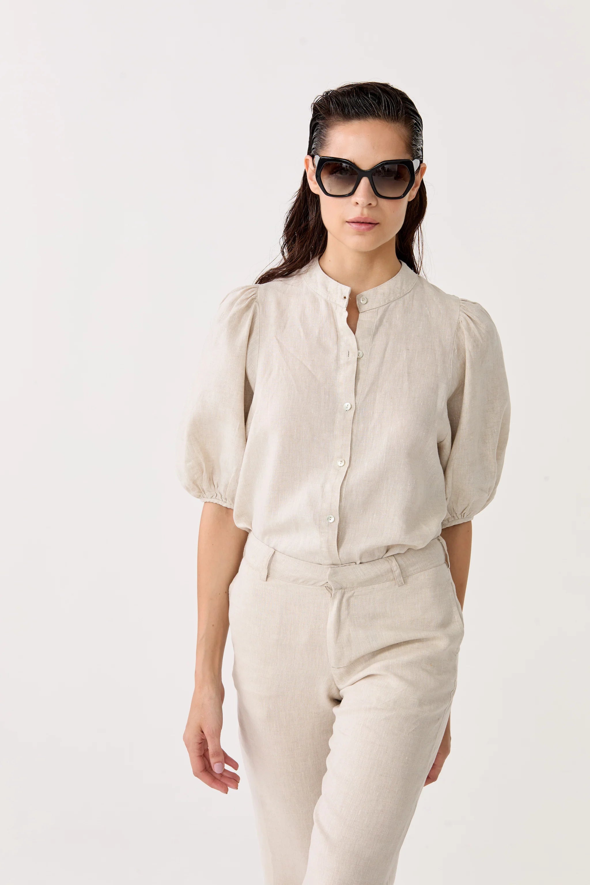 BUBBLE Linen Shirt - 100% Organic Prewashed Linen Puff Sleeve
