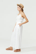 Culotte Linen Pants - White High-Waist Organic Linen Wide Culottes
