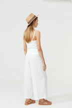 Culotte Linen Pants - White High-Waist Organic Linen Wide Culottes