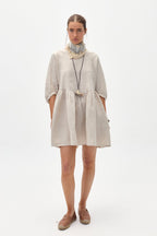 Alcala Linen Dress - Natural Oversized Dress with Puffed Sleeves