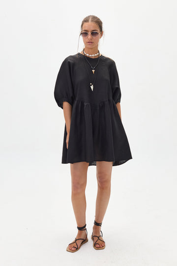 ALCALA Linen Dress - Oversized Organic Mini Dress Puffed Sleeves The Dress Company ALCALA Linen Dress - Oversized Organic Mini Dress Puffed Sleeves The Dress Company