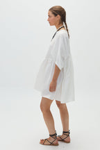 Alcala Linen Dress - White Oversized Organic Linen Mini Dress