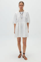 Alcala Linen Dress - White Oversized Organic Linen Mini Dress