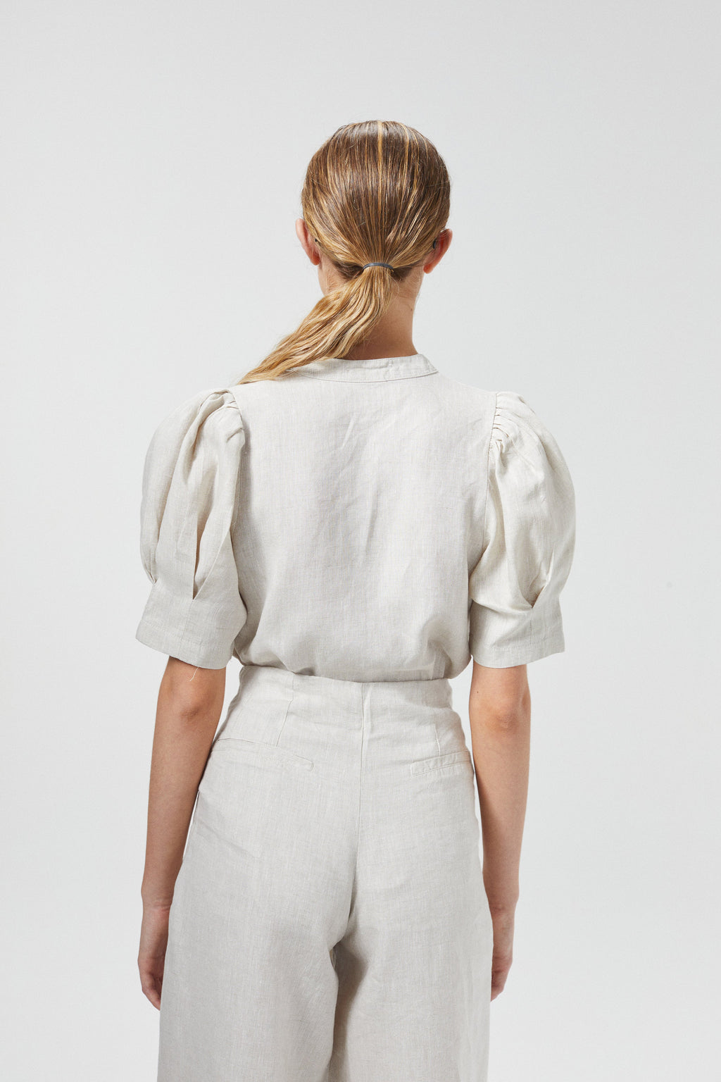 Culotte Linen Pants Natural High-Waisted 100% Organic Linen Wide-Leg