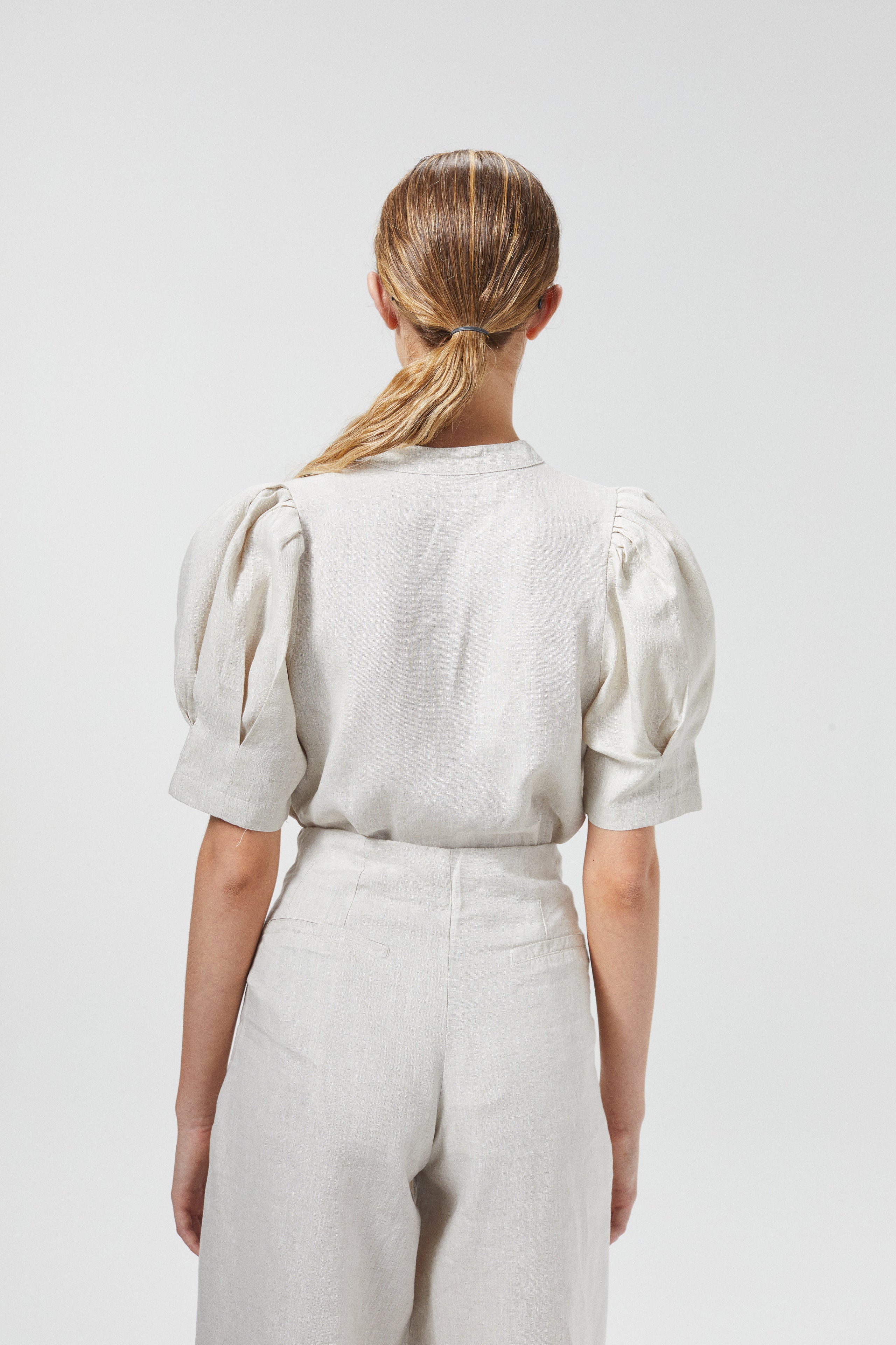 Culotte Linen Pants Natural High-Waisted 100% Organic Linen Wide-Leg