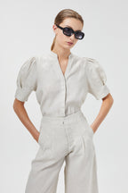 Culotte Linen Pants Natural High-Waisted 100% Organic Linen Wide-Leg