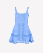 Lenora Short Skater Dress Cotton Voile Heartline Panelled Button Detail