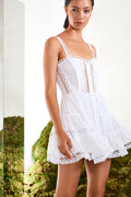 Lenora Short Skater Dress Cotton Voile Heartline Panelled Button Detail