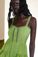 Lenora Short Skater Dress Cotton Voile Heartline Panelled Button Detail