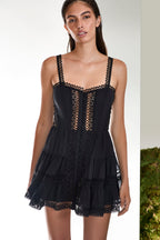 Lenora Short Skater Dress Cotton Voile Heartline Panelled Button Detail