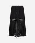 Clair Long Cotton Voile Midi Skirt with Lace Panels