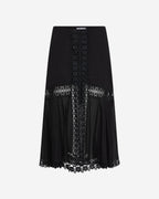 Clair Long Cotton Voile Midi Skirt with Lace Panels