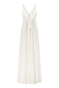 Belyed Marie White Maxi Dress with Ruffle V-Neck and Open Back