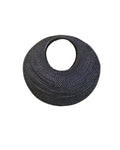 Maxine Rattan Beach Bag Black Handwoven Round Summer Handbag