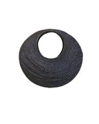 Maxine Rattan Beach Bag Black Handwoven Round Summer Handbag