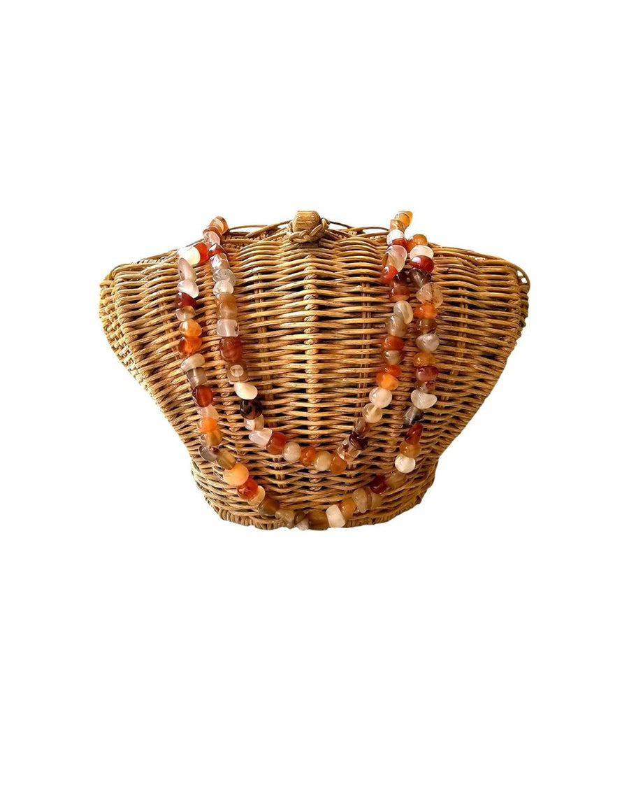 Nori Glass Bead Wicker Clutch – Amber by OhSun