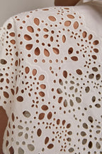 The Celine Eyelet Midi Dress Halter Scallop Hem Cotton Midi